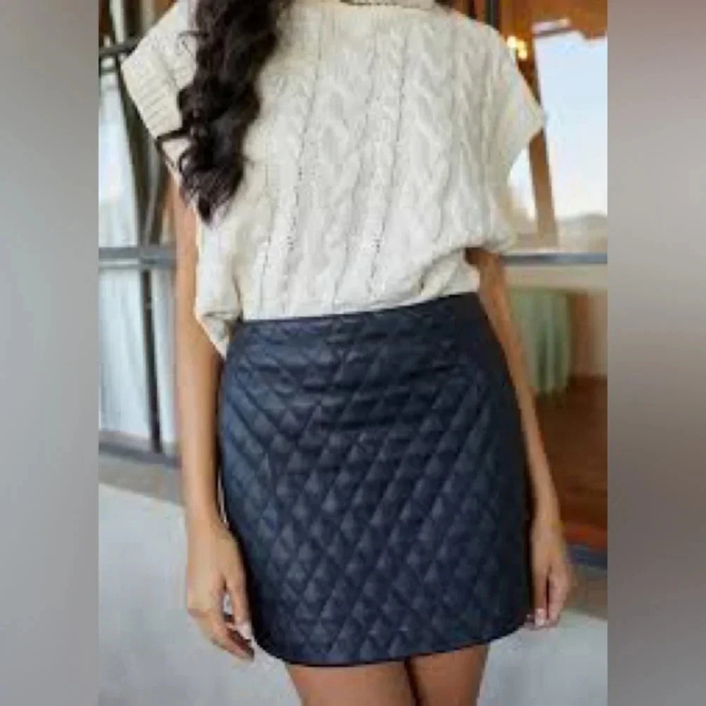 NWT BLANK NYC Quilted Faux Leather Mini Skirt